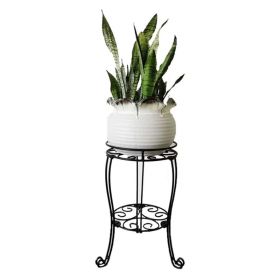 2 Tier Plant Stand, Metal Potted Holder Rack, Indoor Outdoor Multiple Flower Pot Shelf - Style 1