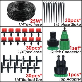 1 Set Automatic Micro Drip Irrigation Watering System Kit Hose Home Garden & Adjustable Drippers Greenhouses Potted Grows - 25m Double Outlet Suit