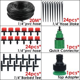 1 Set Automatic Micro Drip Irrigation Watering System Kit Hose Home Garden & Adjustable Drippers Greenhouses Potted Grows - 20m Single Outlet Suit