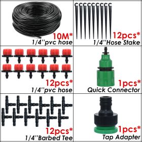 1 Set Automatic Micro Drip Irrigation Watering System Kit Hose Home Garden & Adjustable Drippers Greenhouses Potted Grows - 10m Single Outlet Suit