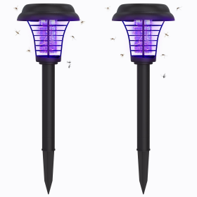 2pcs Solar Bug Zapper Outdoor Lights; Solar Powered Zapper Lamp; For Indoor And Outdoor Use - 2pcs