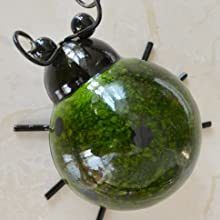 Set of 4 Cute Metal Ladybugs Garden Sculptures & Statues  - Green