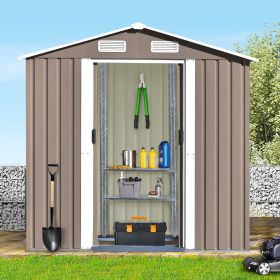 Patio 6ft x4ft Bike Shed Garden Shed; Metal Storage Shed with Adjustable Shelf and Lockable Door; Tool Cabinet with Vents and Foundation for Backyard;