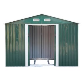 6.3' x 9.1' Outdoor Backyard Garden Metal Storage Shed for Utility Tool Storage - Green