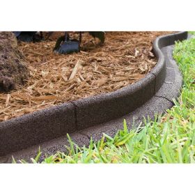 3" x 48" Black Rubber No Dig Landscape Garden Border Edging (Pack 6) - Brown