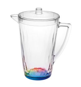 Leading Ware 2.5 Quarts Water Pitcher with Lid, Rainbow Design Unbreakable Plastic Pitcher, Drink Pitcher, Juice Pitcher with Spout BPA Free