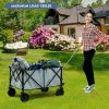 Outdoor Folding Wagon Cart with Adjustable Handle and Universal Wheels - Gray