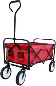 Folding Wagon Garden Shopping Beach Cart - Red