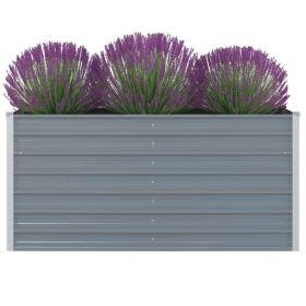 Raised Garden Bed 63"x31.5"x30.3" Galvanized Steel Gray - Grey