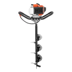 VEVOR Post Hole Digger, 43cc 1250W Auger Post Hole digger, Gas Powered Earth Digger with 8" Earth Auger Drill Bit, 30 inch Long Alloy Steel Auger, for