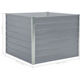 Raised Garden Bed 39.4"x39.4"x30.3" Galvanized Steel Gray - Gray