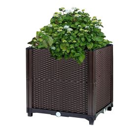 Raised Garden Bed Plant Growth Box with Self-watering System for Garden Patio Balcony Elevated Planter Box for Flowers Vegetables Herbs - 30_30_35cm