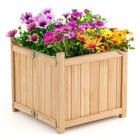 Backyard Wooden Planter Box Folding Raised Garden Plant Container  - Natural - Style A