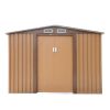 6' x 8' Outdoor Backyard Garden Metal Storage Shed for Utility Tool Storage - Coffee - Coffee