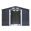 6.3' x 9.1' Outdoor Backyard Garden Metal Storage Shed for Utility Tool Storage - Dark Gray