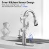 Touchless Kitchen Faucet-Smart Kitchen Sink Faucet sensor, 4Mode Pull Down Kitchen Sprayer, Fingerprint Resistant, Dual Temp. Handle with 1/3 Hole Dec