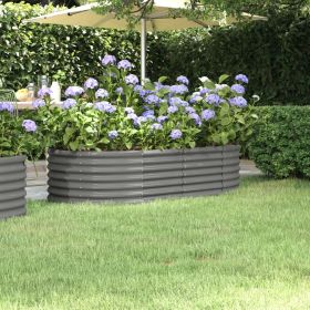 Garden Raised Bed Powder-coated Steel 59.8"x31.5"x14.2" Gray - Gray