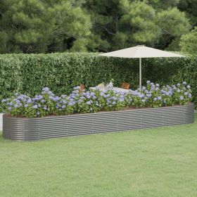 Garden Raised Bed Powder-coated Steel 229.9"x55.1"x26.8" Gray - Gray