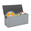 75gal 260L Outdoor Garden Plastic Storage Deck Box Chest Tools Cushions Toys Lockable Seat - as picture