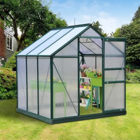 6' x 6' x 7' Polycarbonate Portable Walk-In Garden Greenhouse - Green