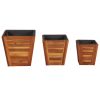 Garden Raised Bed Set 3 Pieces Square Solid Acacia Wood - Brown