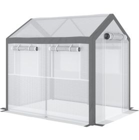 8' L x 6' W x 7' H Outdoor Walk-In Tunnel Greenhouse with Roll-up Windows;  2 Zippered Doors;  & Weather Cover - white