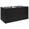 Garden Planter Black 61.8"x31.5"x31.5" Poly Rattan - Black