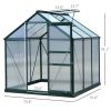 6' x 6' x 7' Polycarbonate Portable Walk-In Garden Greenhouse - Green