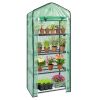 69x49x160cm Black Iron Pipe Pointed Mini Flower Stand With 4 Layers Of Grid; With Zipper Rolling Door; PE Cloth Green House - as picture