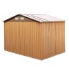 6.3' x 9.1' Outdoor Backyard Garden Metal Storage Shed for Utility Tool Storage - coffee