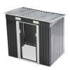 4 x 6 Ft Outdoor Metal Shed, Tool Storage House with Sliding Door and Vents, Backyard Garden Patio, Weatherproof - Deep Gray