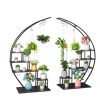 Artisasset 5 Layers Semicircle Iron Wood Suitable For Garden Balcony Patio Lawn Home Decoration Plant Stand Flower Pot Stand Iron Flower Stand Black -