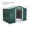 6.3' x 9.1' Outdoor Backyard Garden Metal Storage Shed for Utility Tool Storage - Green