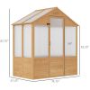 6' x 4' x 7' Wooden Greenhouse;  Walk-in Green House;  Outdoor Polycarbonate Greenhouse with Door;  Natural - Wooden Greenhouse