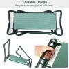 Foldable Garden Kneeler Seat with Kneeling Soft Cushion Pad Tools Pouch Portable Gardener - Green