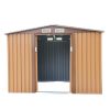 6' x 8' Outdoor Backyard Garden Metal Storage Shed for Utility Tool Storage - Coffee - Coffee