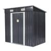 4 x 6 Ft Outdoor Metal Shed, Tool Storage House with Sliding Door and Vents, Backyard Garden Patio, Weatherproof - Deep Gray