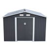 6.3' x 9.1' Outdoor Backyard Garden Metal Storage Shed for Utility Tool Storage - Dark Gray