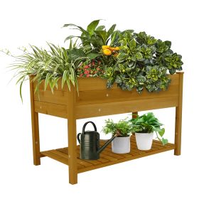 Raised Garden Bed Planter Box with Legs & Storage Shelf Wooden Elevated Vegetable Growing Bed for Flower/Herb/Backyard/Patio/Balcony 48.5x30x24.4in -