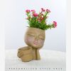 Resin Flower Pot Vase Artistic Sculpture Head Planter Flower Pot - White