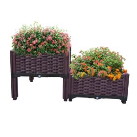 2 Piece Plastic Raised Garden Bed, Planter Grow Boxes for Outdoor Indoor Plants Elevated Garden Boxes Plant pots for Vegetables, Standing Garden Conta