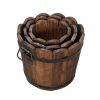 Outdoor Reinforced And Anticorrosive Chinese Fir Planting Pot Flower-Shaped Barrel Carbonized Color - as picture