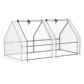 6' x 3' x 3' Portable Mini Greenhouse;  Outdoor Garden with Large Zipper Doors and Water/UV PE Cover;  White - White