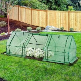 Portable Tunnel Greenhouse Outdoor Garden Mini Hot House with Zipper Doors & Water/UV Cover 9' L x 3' W x 3' H - Green