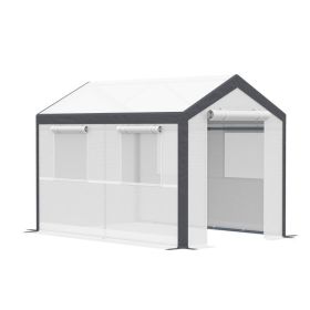 10' L x 7' W x 7' H Outdoor Walk-In Tunnel Greenhouse Garden Warm Hot House with Roll Up Windows;  Zippered Door;  & Weather Cover - white