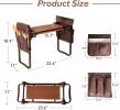 Heavy Duty Garden Kneeler and Seat Stool Garden Folding Bench with with 2 Tool Pouches & EVA Foam Kneeling Pad;  Brown - KM4003-DB