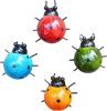 Set of 4 Cute Metal Ladybugs Garden Sculptures & Statues  - Yellow