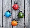 Set of 4 Cute Metal Ladybugs Garden Sculptures & Statues  - Blue