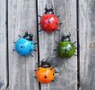 Set of 4 Cute Metal Ladybugs Garden Sculptures & Statues  - Yellow