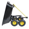 Folding car Poly Garden dump truck with steel frame, 10 inches. Pneumatic tire, black - as Pic